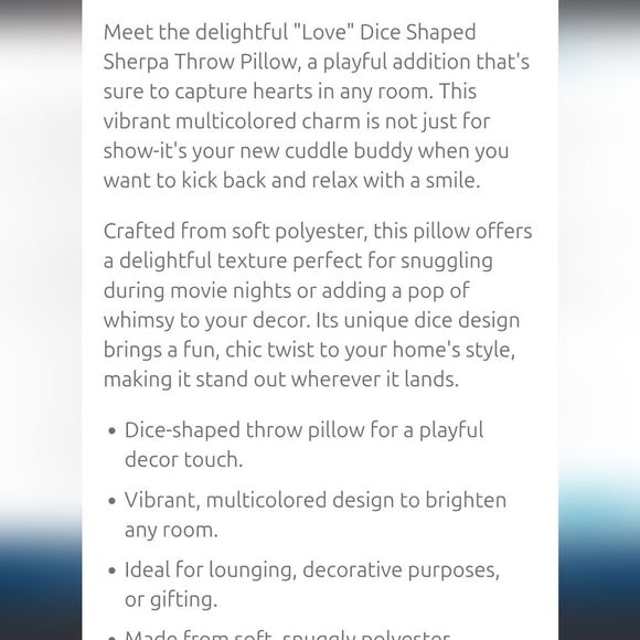 At Home Love Dice-Shaped Sherpa Accent Throw Pillow - Picture 5 of 8